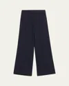 Jason Wu Collection Wide Leg Wool Crepe Low Waist Pants In Navy