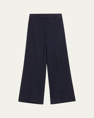 Jason Wu Collection Wide Leg Wool Crepe Low Waist Pants In Navy