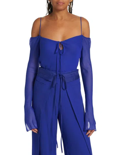Jason Wu Collection Women's Off-the-shoulder Chiffon Blouse In Klein Blue