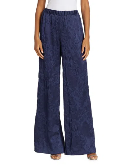 Jason Wu Collection Women's Cloque Jacquard Wide-leg Pants In Bright Navy