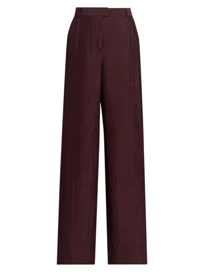 Jason Wu Collection Women's Crinkled Satin Straight-leg Trousers In Brown