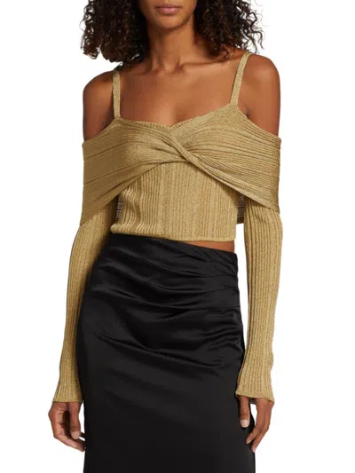 Jason Wu Collection Women's Cropped Off Shoulder Top In Gold