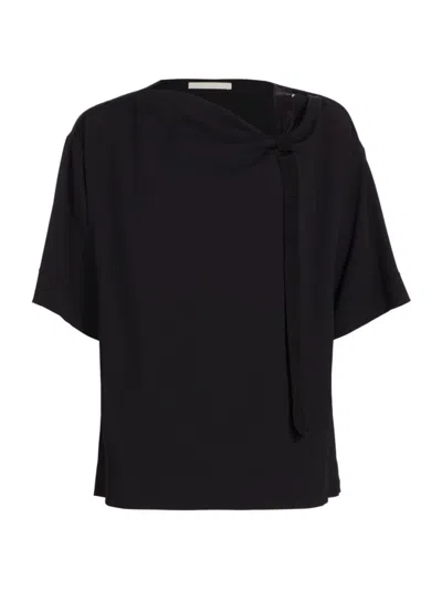 Jason Wu Collection Draped Boatneck Top With Tie Detail In Black