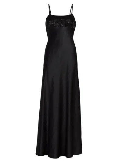 Jason Wu Collection Washed Twill & Sequin Gown In Black