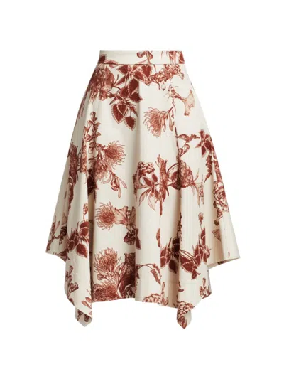 Jason Wu Collection Women's Floral Handkerchief Midi-skirt In Calico Rust
