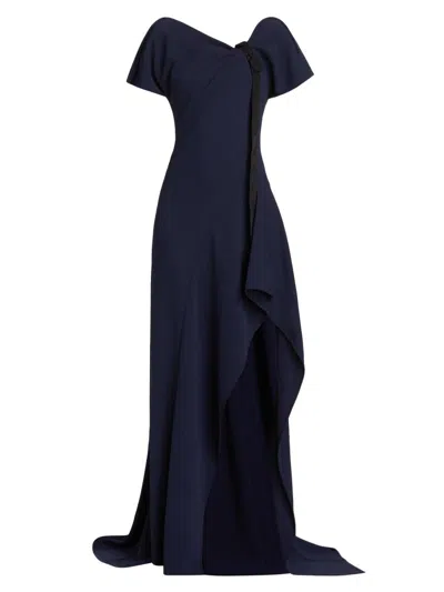 Jason Wu Collection Women's Fluid Crêpe Ruched Tie Gown In Blue