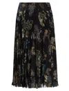 JASON WU COLLECTION WOMEN'S FOREST FLORAL CHIFFON PLEATED MIDI-SKIRT