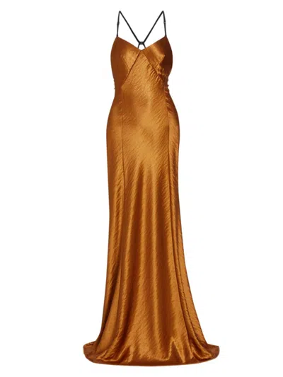 Jason Wu Collection Women's Hammered Satin Backless Gown In Burnished Gold