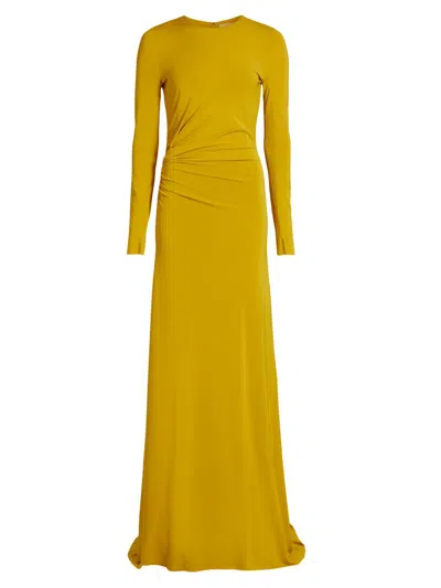 Jason Wu Collection Women's Jersey Gathered Long-sleeve A-line Gown In Yellow