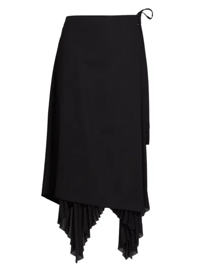 Jason Wu Collection Women's Pleated Wool-blend Midi-skirt In Black