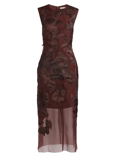 Jason Wu Collection Women's Printed Appliqué Sheath Midi-dress In Brown