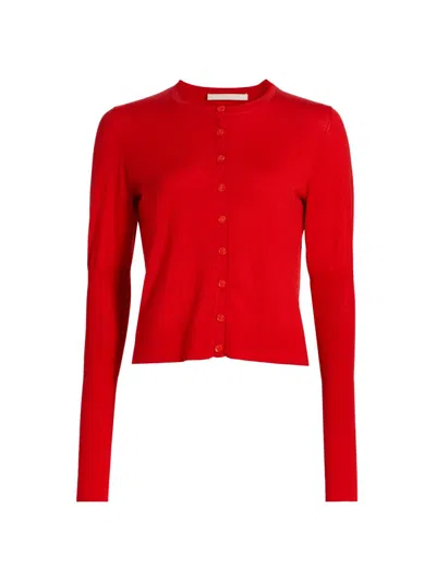 Jason Wu Collection Puff Sleeve Merino Wool Cardigan In Orange