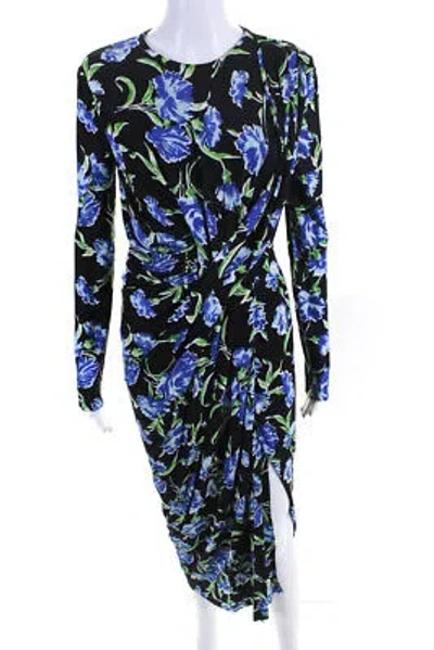 Pre-owned Jason Wu Collection Womens Long Sleeve Floral Mid Calf Dress Multicolor Size 12