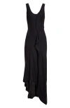Jason Wu Collection Wool Chiffon Asymmetric Gown With Train In Blue