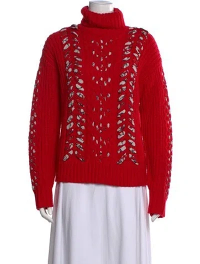 Pre-owned Jason Wu Collection Wool Patterned Sweater W/ Tags In Red