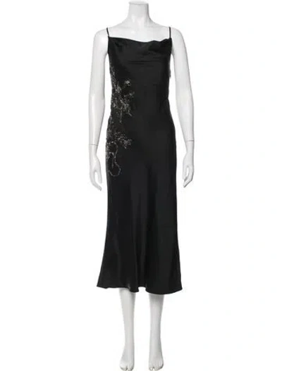 Pre-owned Jason Wu Cowl Neck Midi Length Dress In Black