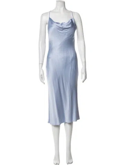 Pre-owned Jason Wu Cowl Neck Midi Length Dress In Blue