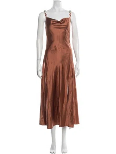 Pre-owned Jason Wu Cowl Neck Midi Length Dress W/ Tags In Brown