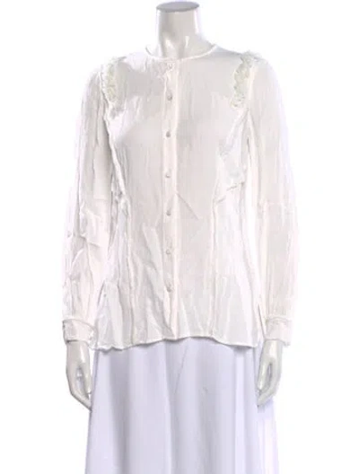 Pre-owned Jason Wu Crew Neck Long Sleeve Blouse In Neutrals