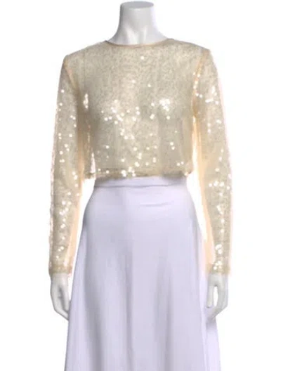 Pre-owned Jason Wu Crew Neck Long Sleeve Crop Top In Neutrals