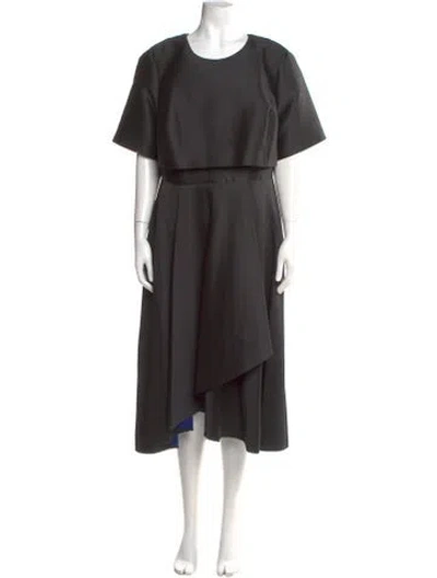 Pre-owned Jason Wu Crew Neck Midi Length Dress In Black