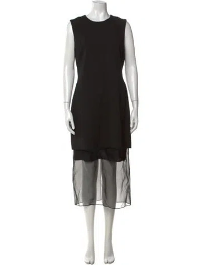 Pre-owned Jason Wu Crew Neck Midi Length Dress In Black