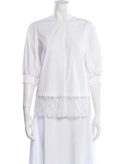 Pre-owned Jason Wu Crew Neck Three-quarter Sleeve Blouse In Neutral