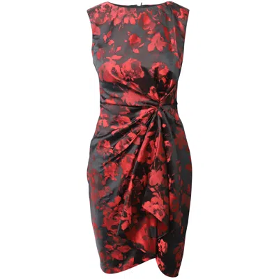 Jason Wu Draped Floral Print Sleeveless Dress In Black Polyester In Multi