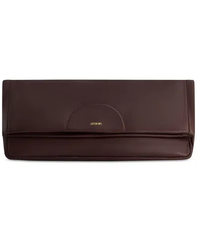 Jason Wu Duvet Large Leather Fold Over Clutch In Grape Elfi