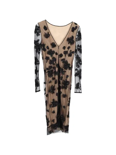 Pre-owned Jason Wu Embellished Sheer-sleeve Dress In Neutral