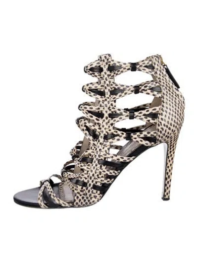 Pre-owned Jason Wu Embossed Leather Animal Print Gladiator Sandals In Neutrals