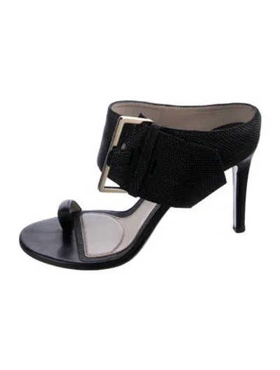 Pre-owned Jason Wu Embossed Leather Slides In Black