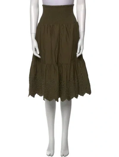 Pre-owned Jason Wu Embroidered Accent Knee-length Skirt In Green