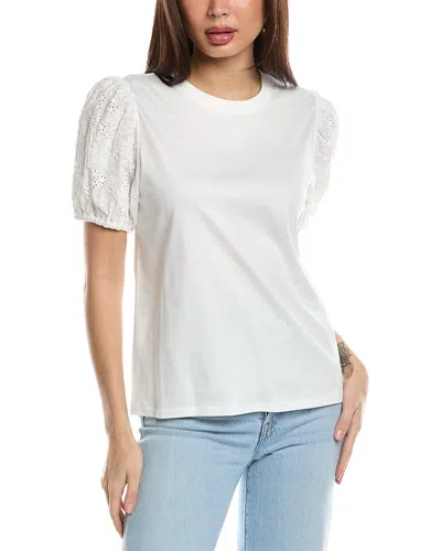 Jason Wu Eyelet Puff Sleeve T-shirt In White