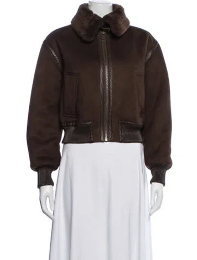 Pre-owned Jason Wu Faux Leather Bomber Jacket In Brown