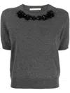 Jason Wu Floral-applique Wool-cashmere Jumper In Grey