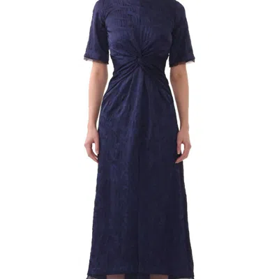 Jason Wu Twisted Floral Dress In Bright Navy