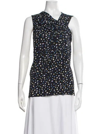 Pre-owned Jason Wu Floral Print Cowl Neck Blouse In Black
