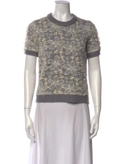 Pre-owned Jason Wu Floral Print Crew Neck Sweater W/ Tags In White