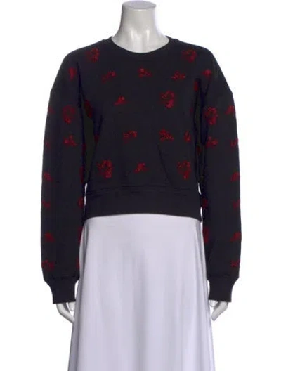 Pre-owned Jason Wu Floral Print Crew Neck Sweatshirt In Black