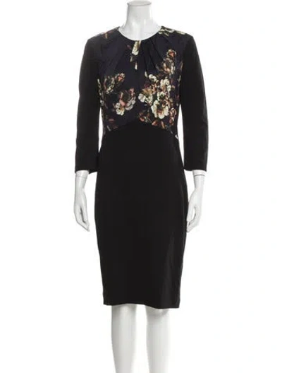 Pre-owned Jason Wu Floral Print Knee-length Dress In Black