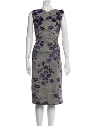 Pre-owned Jason Wu Floral Print Knee-length Dress In Gray