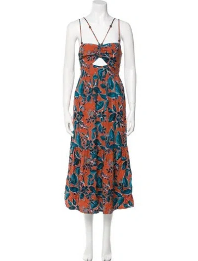 Pre-owned Jason Wu Floral Print Long Dress In Brown