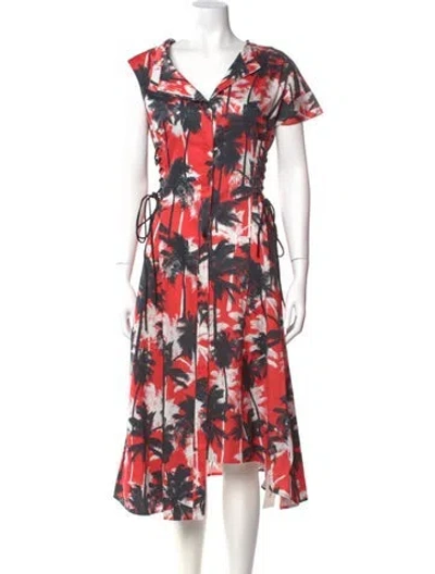 Pre-owned Jason Wu Floral Print Long Dress In Orange