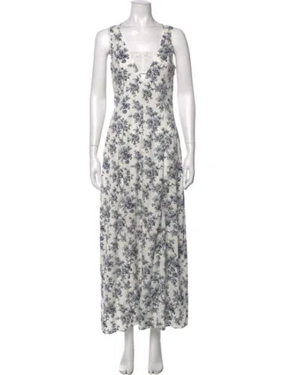 Pre-owned Jason Wu Floral Print Long Dress In White