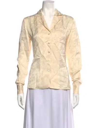 Pre-owned Jason Wu Floral Print Long Sleeve Blouse In Neutrals