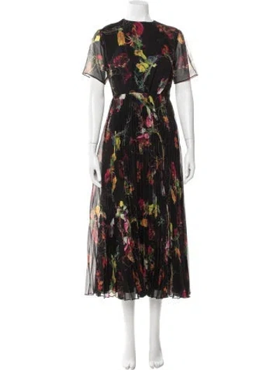Pre-owned Jason Wu Floral Print Midi Length Dress In Black