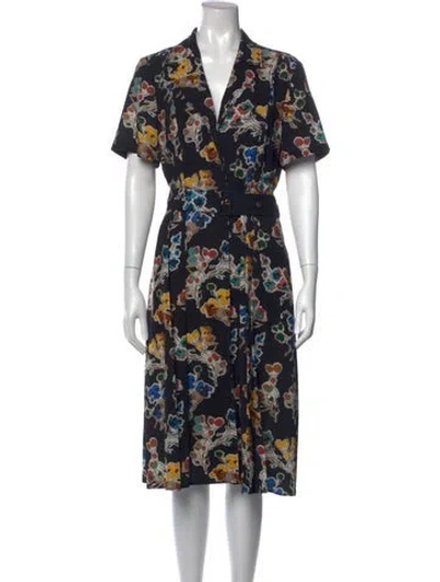 Pre-owned Jason Wu Floral Print Midi Length Dress In Black