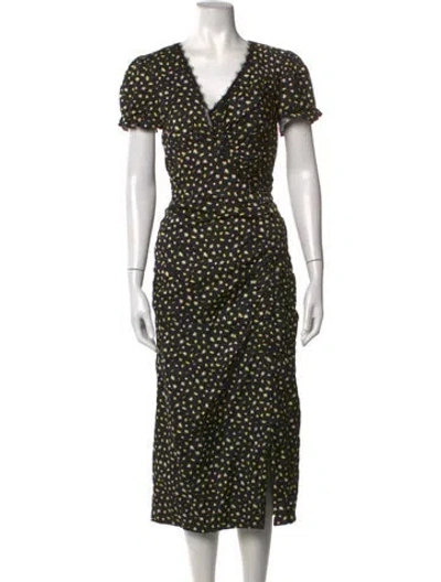 Pre-owned Jason Wu Floral Print Midi Length Dress In Black
