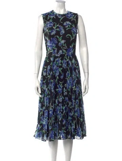 Pre-owned Jason Wu Floral Print Midi Length Dress In Black/blue